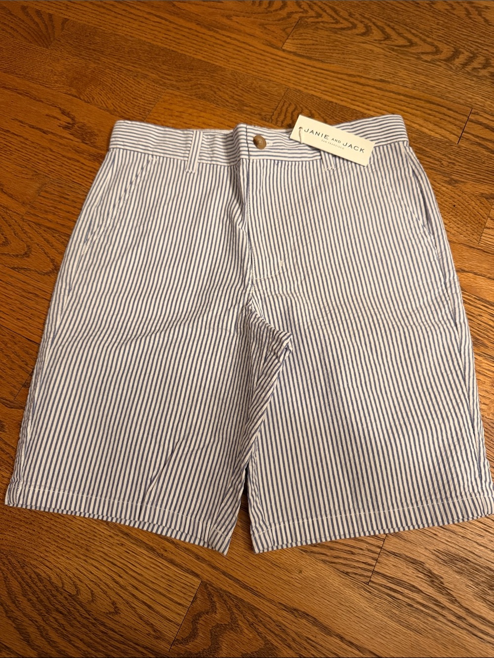 Janie and Jack Blue and White Striped Seersucker Shorts size 12